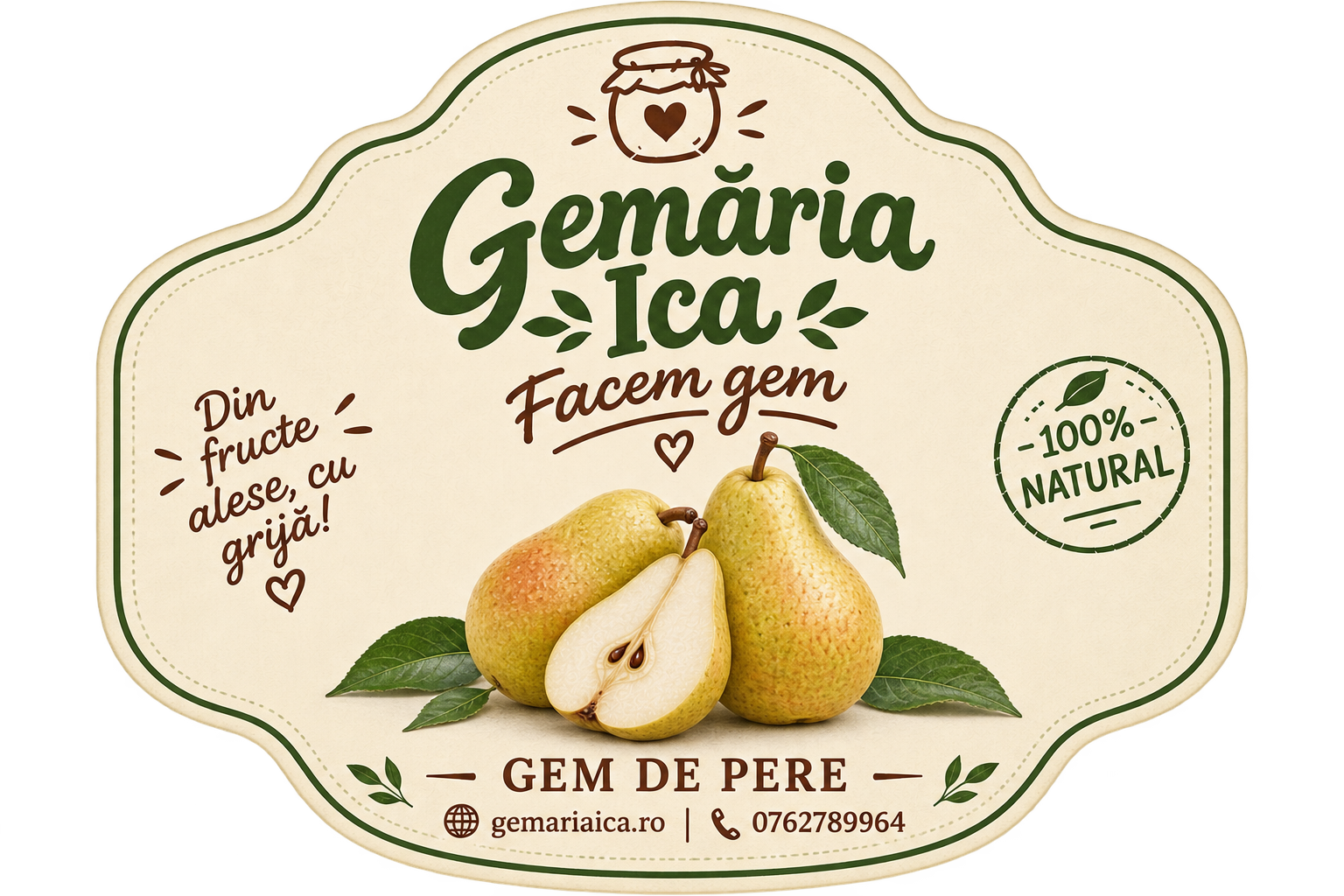 Imaginea de brand Gemăria Ica, în tonuri de verde și galben pal